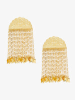 Thumbnail for Gold-Toned White Contemporary Jhumkas Earrings - Ruby Raang - Distacart