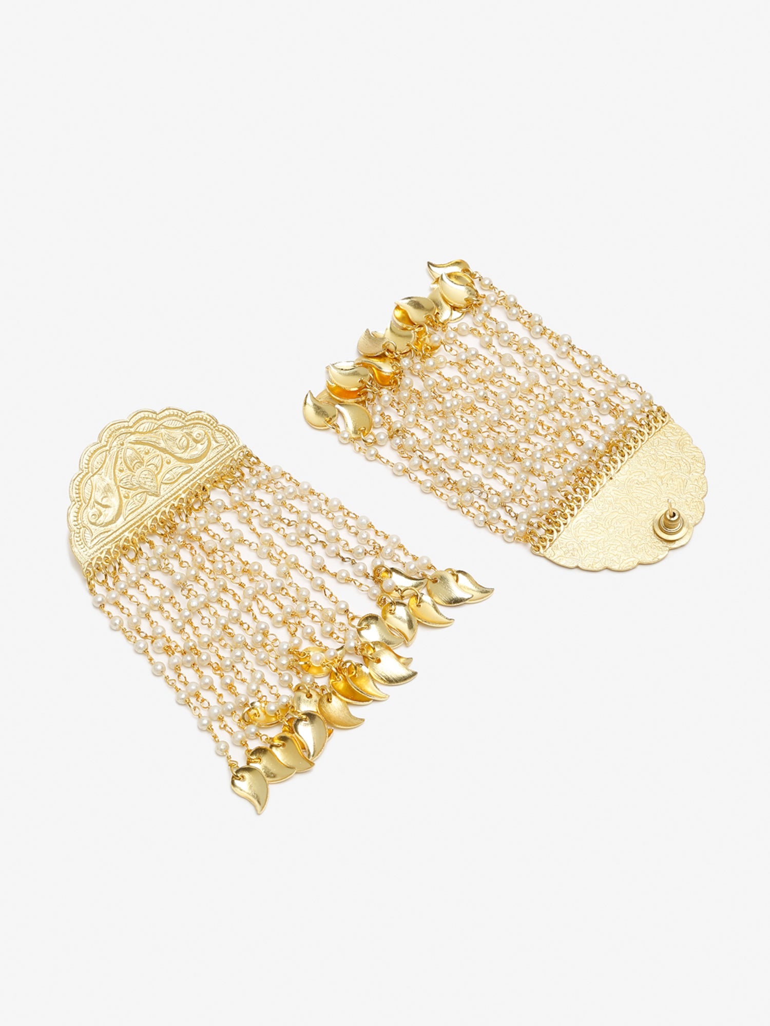 Gold-Toned White Contemporary Jhumkas Earrings - Ruby Raang - Distacart