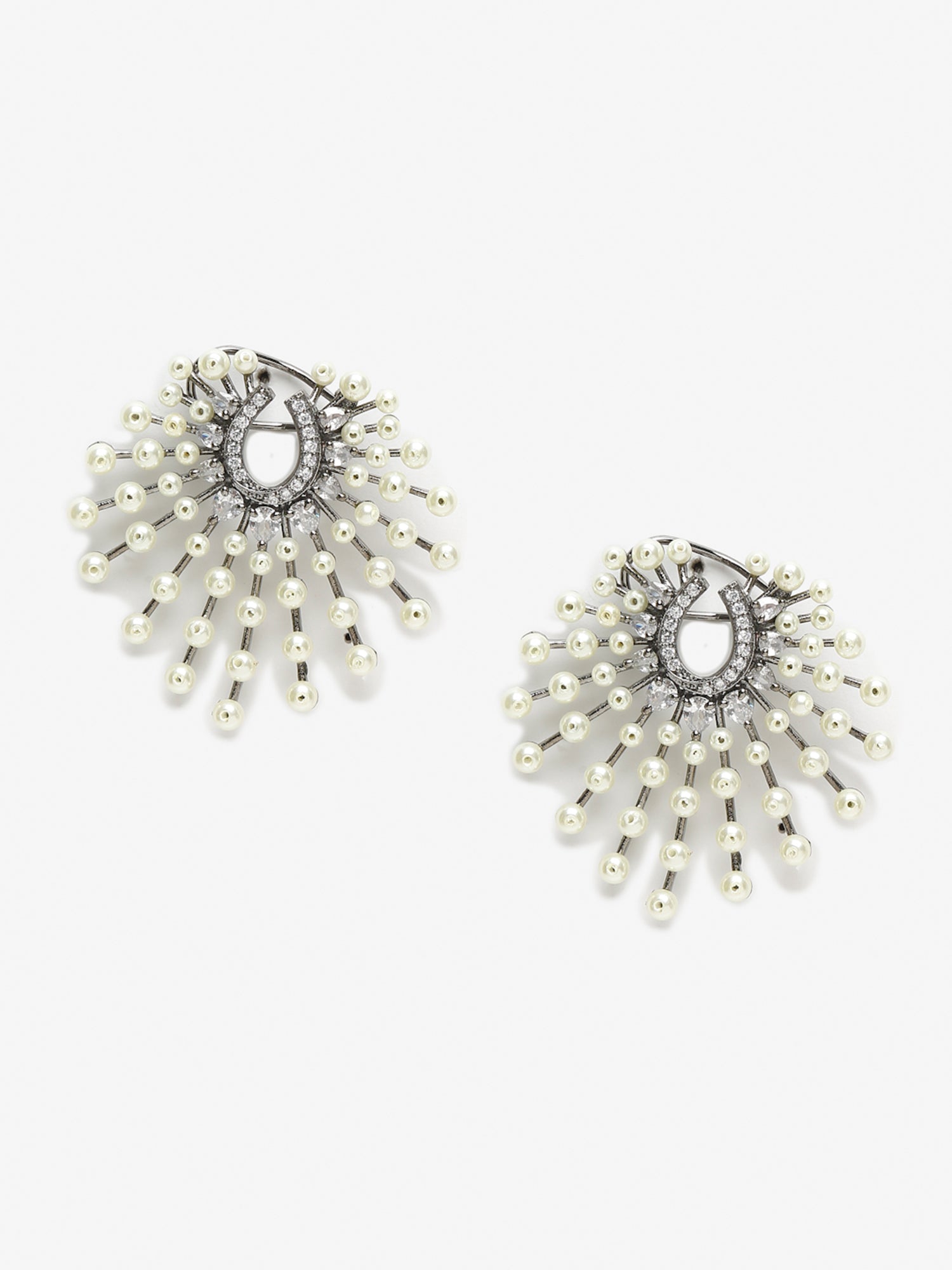 White Contemporary Drop Earrings - Ruby Raang - Distacart