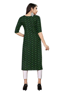 Thumbnail for Malishka Women's Green Color Printed Straight Viscose Kurti - Green - Distacart