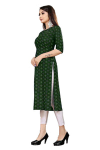 Thumbnail for Malishka Women's Green Color Printed Straight Viscose Kurti - Green - Distacart