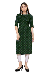 Thumbnail for Malishka Women's Green Color Printed Straight Viscose Kurti - Green - Distacart