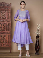 Thumbnail for Myshka Women's Purple Anarkali Kurta & With Dupatta - Distacart