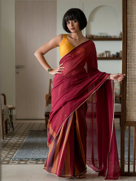 Suta Red Woven Design Pure Cotton Saree - Distacart