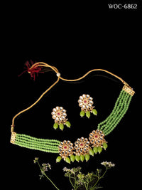 Thumbnail for Mominos Fashion Johar Kamal Women's Pista Beads Pearls Gold-Plated Jewellery Set