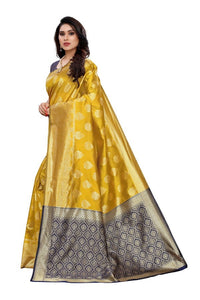 Thumbnail for Vamika Banarasi Jacquard Weaving Yellow Saree (Dangal Yellow)