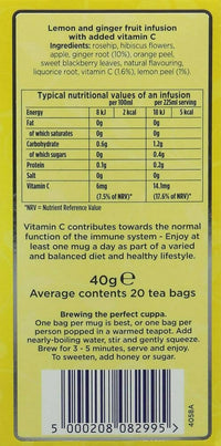 Thumbnail for Tetley Fruit Infusions With Lemon And Ginger Tea Bags - Distacart