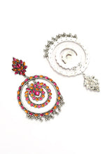 Thumbnail for Mominos Fashion Johar Kamal Women's Pink & Orange Kundan Circles Earrings - Distacart