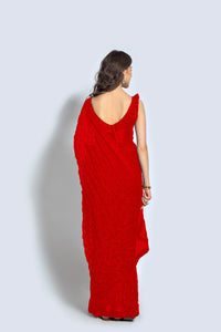 Thumbnail for Malishka Women's Red Georgette Sequence Embroidery Saree With Blouse Piece - Distacart