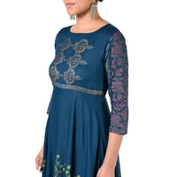 Thumbnail for Aniyah Latest Cotton Block Printed Straight Kurta Blue Palazzo Set (AN-159K)