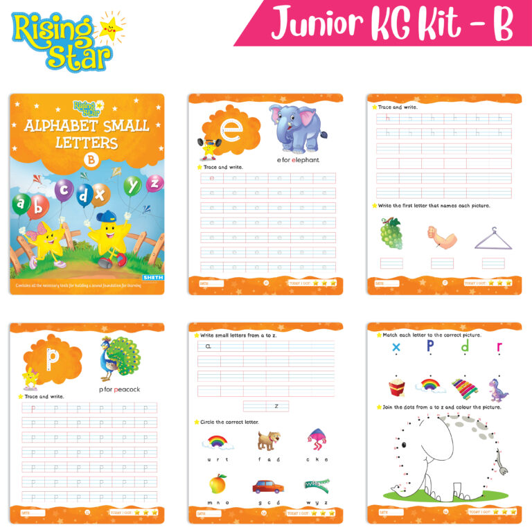 Rising Star Preschool Learning Junior KG Kit B| Alphabet Letters Writing| Numbers| General Knowledge| Rhymes & Stories| Worksheets & Assessment Book - Distacart