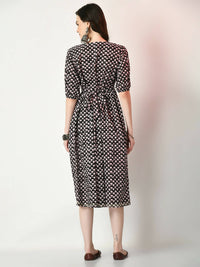 Thumbnail for Myshka Women's Black Empire Printed Dress - Distacart