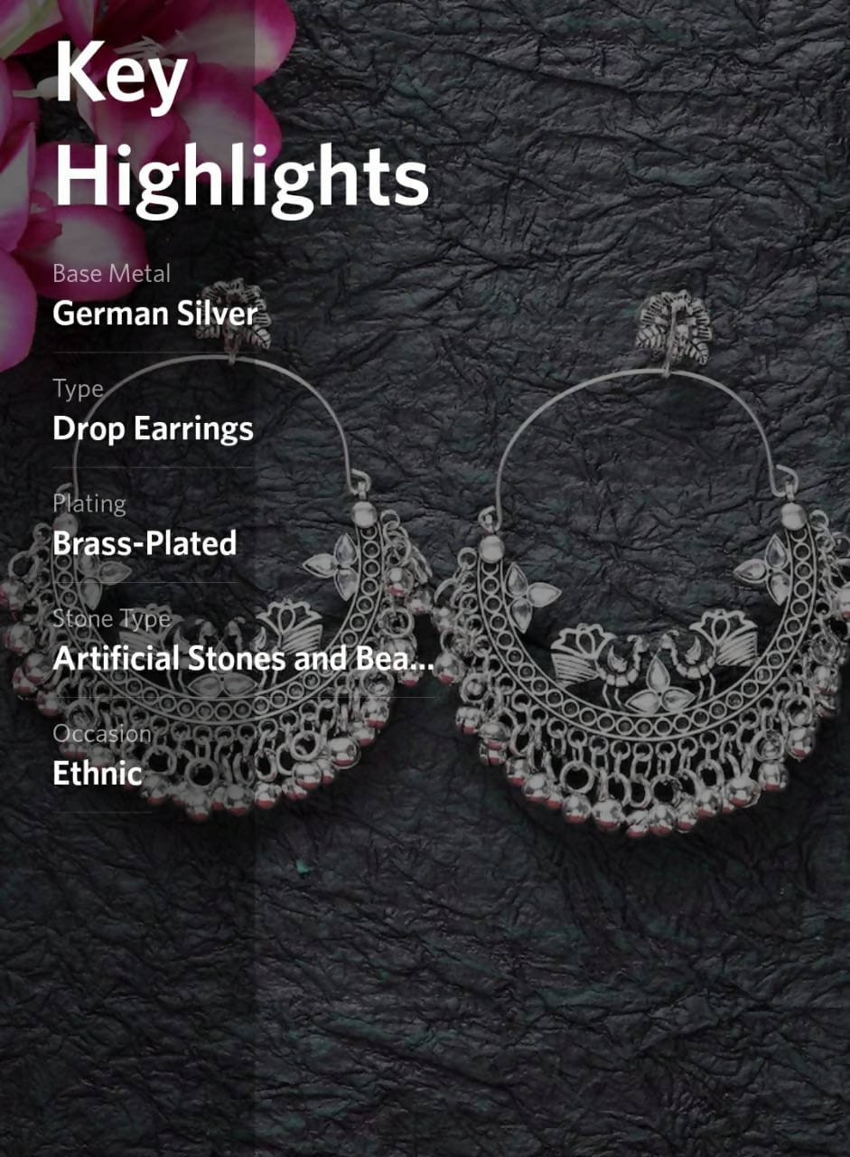 Mominos Fashion Silver-Plated Peacock Design Chandbali Earrings - Distacart