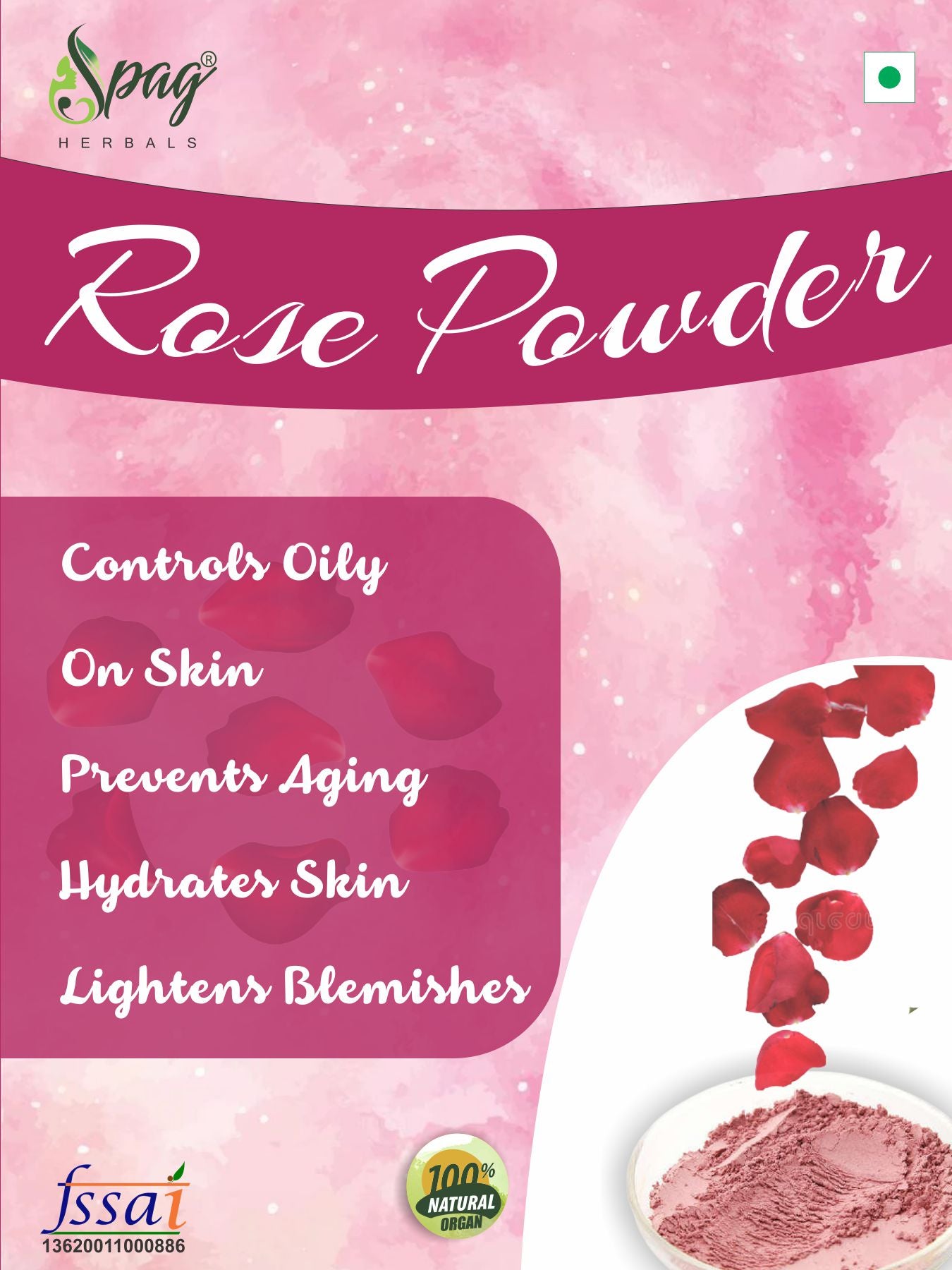 Spag Herbals Premium Rose Petals Powder - Distacart