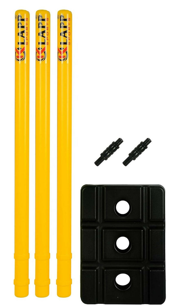 Klapp Six Pcs Plastic Wicket Set with Cover - Black and Yellow - Distacart