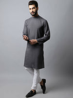Thumbnail for Even Apparels Grey Color Pure Cotton Men's Kurta With Side Placket (SLD1202) - Distacart