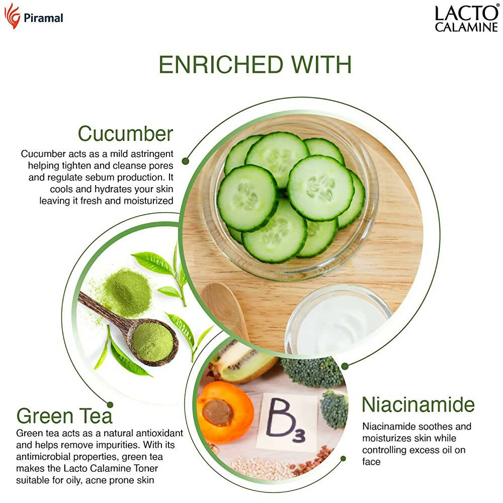 Lacto Calamine Face Toner Cucumber with Green Tea & Niacinamide - Distacart