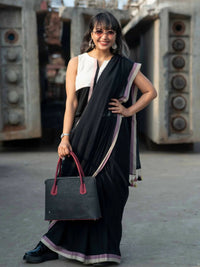 Thumbnail for Suta Black Solid Mul Cotton Saree - Distacart