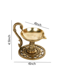 Thumbnail for CraftVatika Gold-Toned Handmade Oil Lamp Showpiece - Distacart