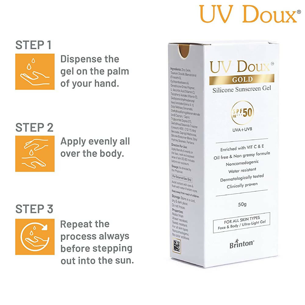 Brinton UV Doux Gold Silicone Sunscreen Gel SPF 50 - Distacart