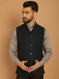 Thumbnail for Even Apparels Pure Wool Nehru Jacket - Green - Distacart