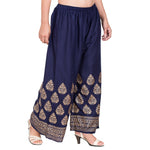 Thumbnail for PAVONINE Navy Blue Color Golden Printed Rayon Fabric Sharara For Women & Girls - Distacart