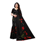 Thumbnail for Vamika Printed Jute Silk Black Saree (Elisa Black)