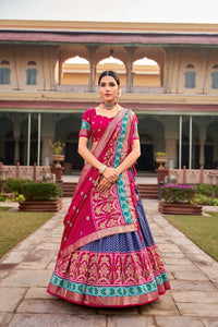 Thumbnail for Blue Lehenga Choli for Party Wear Patola Foil Printed Ghagra Choli by Infinity Export - Distacart