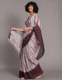 Thumbnail for Suta Mauve Burgundy Tie and Dye Saree - Distacart