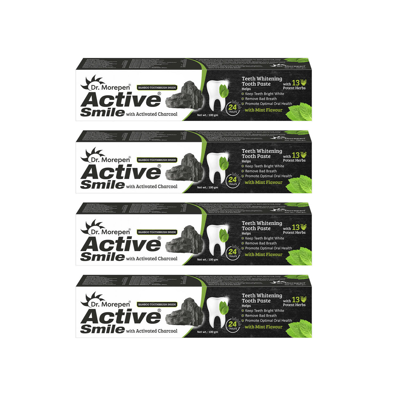 Dr. Morepen Active Smile Charcoal Toothpaste for Teeth Whitening & Bad Breath Removal - Distacart