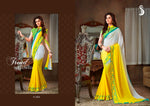 Thumbnail for Vamika White & Yellow Designer Georgette Embroidery Saree - Distacart