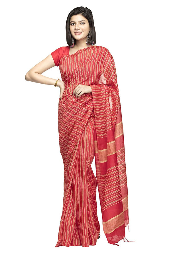 Mominos Fashion Red Color Bhagalpuri Saree