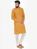 Thumbnail for Manyavar Men Orange Solid Straight Kurta - Distacart