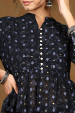 Thumbnail for Juniper Women Black Georgette Printed Flared Lehenga Choli Sets - Distacart