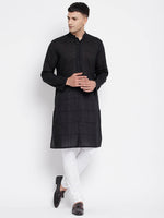Thumbnail for Even Apparels Pure Cotton Men's Kurta in Black Color With Band Collar - Distacart