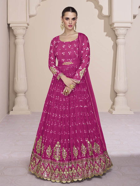 Myra Rani Georgette and Chinon Silk Gown Style Party Wear Suit - Distacart