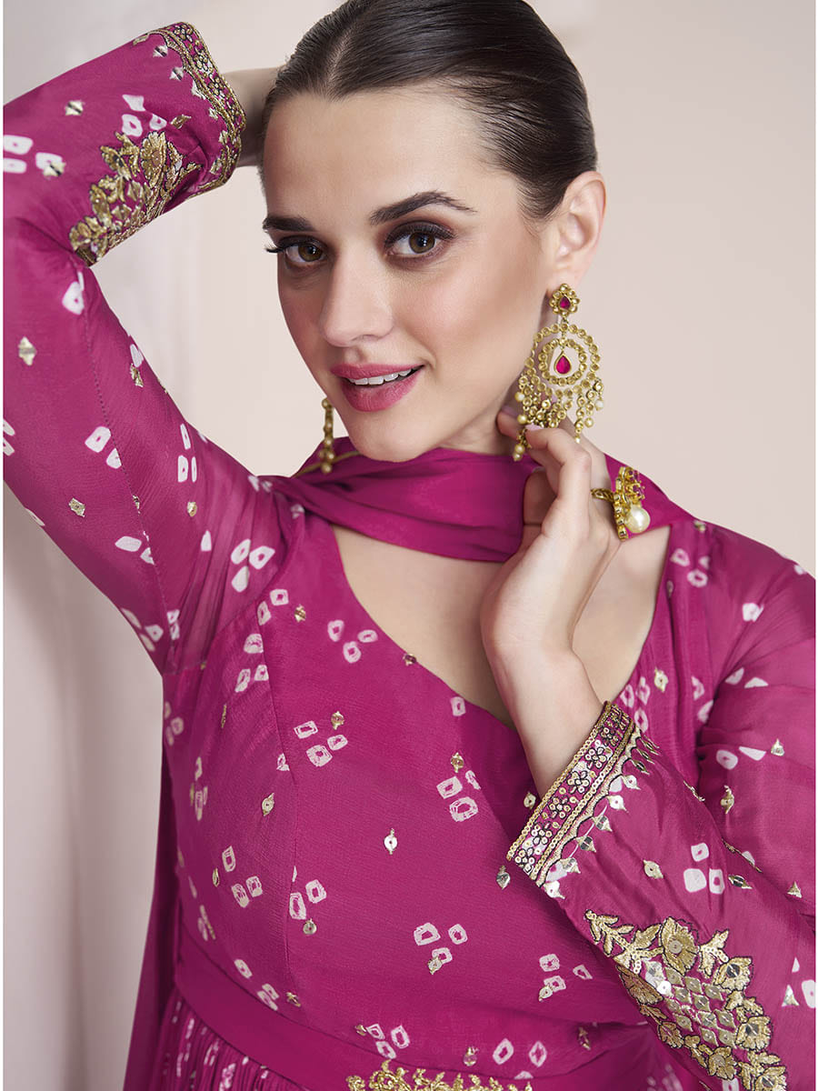 Myra Rani Georgette and Chinon Silk Gown Style Party Wear Suit - Distacart