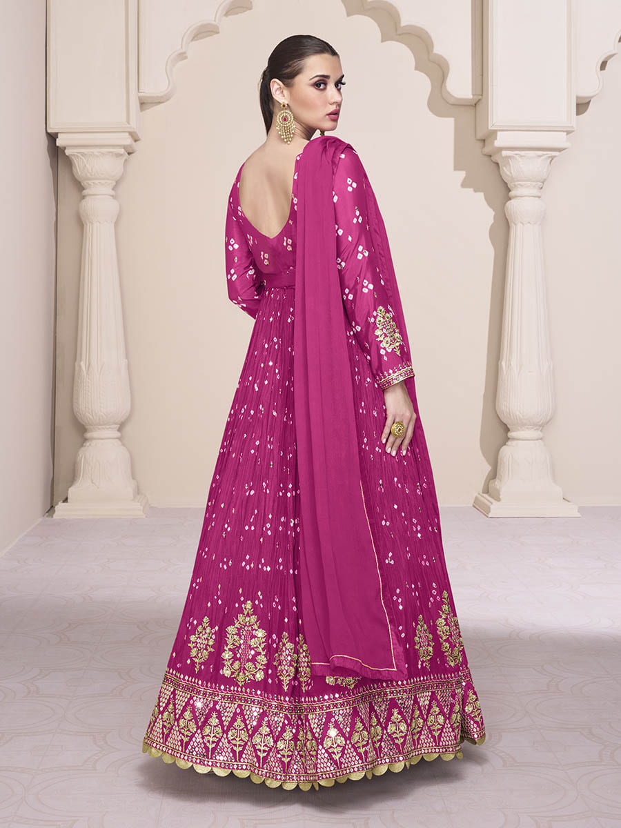 Myra Rani Georgette and Chinon Silk Gown Style Party Wear Suit - Distacart