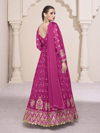 Thumbnail for Myra Rani Georgette and Chinon Silk Gown Style Party Wear Suit - Distacart