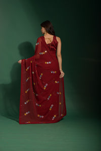 Thumbnail for Malishka Women's Georgette Four Colours Sequence Embroidery Work Saree With Blouse Piece - Distacart