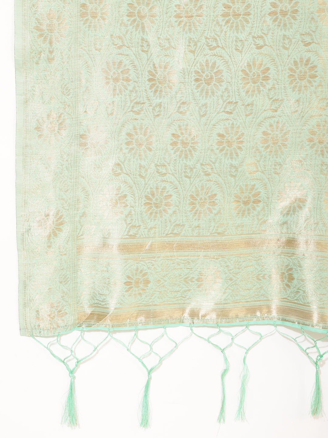 Janasya Sea Green Chanderi Silk Polka Design Woven Design Saree - Distacart