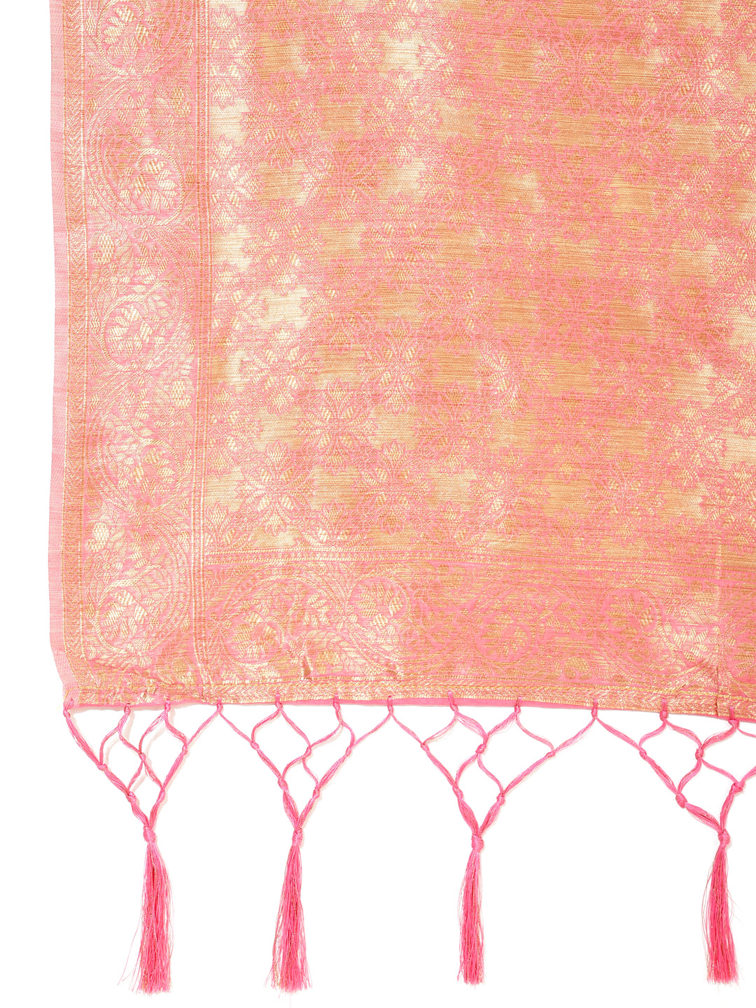 Janasya Light Pink Chanderi Silk Ethnic Motifs Woven Design Saree - Distacart