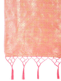 Thumbnail for Janasya Light Pink Chanderi Silk Ethnic Motifs Woven Design Saree - Distacart