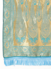 Thumbnail for Janasya Turquoise Blue Banarasi Silk Woven Ethnic Motifs Banarasi Silk Saree - Distacart