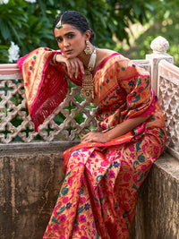 Thumbnail for Janasya Pink Paithani Silk Woven Bagh Design Paithani Silk Saree - Distacart
