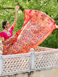 Thumbnail for Janasya Pink Paithani Silk Woven Bagh Design Paithani Silk Saree - Distacart