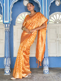 Thumbnail for Janasya Yellow Chanderi Silk Woven Geometric Chanderi Silk Saree - Distacart