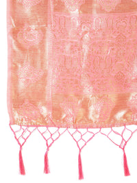 Thumbnail for Janasya Light Pink Chanderi Silk Floral Woven Design Saree - Distacart