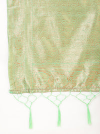 Thumbnail for Janasya Green Chanderi Silk Floral Woven Design Saree - Distacart