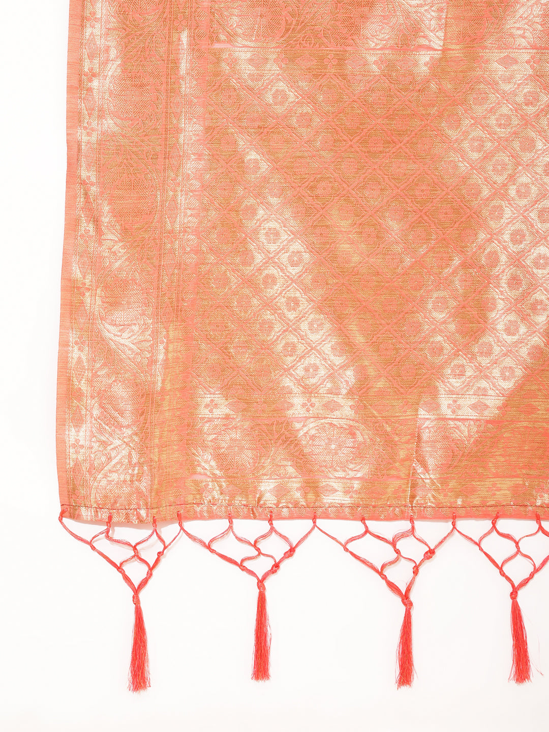 Janasya Peach Chanderi Silk Floral Woven Design Saree - Distacart